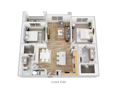 Floor plan for 2 beds, 2 baths, 1160 sqft